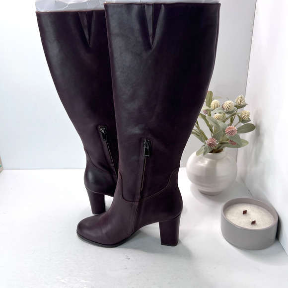 NYDJ Sabastin Tall Leather Knee High Boots Side Zip Chocolate Brown Women 9 - Picture 6 of 9